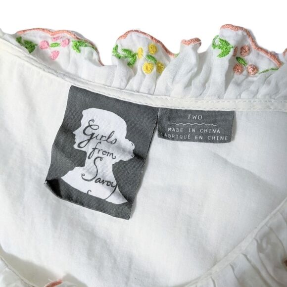 GIRLS FROM SAVOY Floral Farmhouse Ruffle Top 2 - Picture 5 of 8